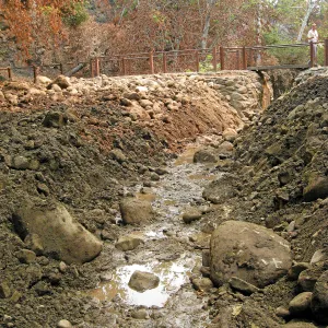 Channelization of Mission Creek above Mission Dam after Jesusita Fire