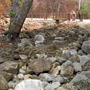 Channelization of Mission Creek above Mission Dam after Jesusita Fire
