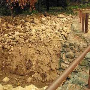 Channelization of Mission Creek above Mission Dam after Jesusita Fire
