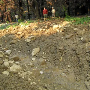 Channelization of Mission Creek above Mission Dam after Jesusita Fire