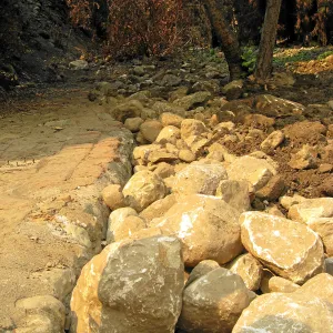 Channelization of Mission Creek above Mission Dam after Jesusita Fire