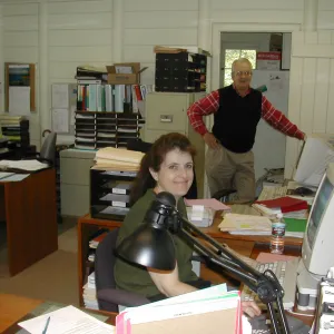 Tracy Rogers and George Quinn in the cottage