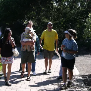 Patrick Dougherty Toad Hall Grand Opening Docent Tour, visitors, family