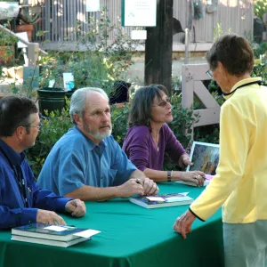  Carol Bornstein book signing, author table (Bart Oâ€˜Brien, David Fross, Carol Bornstein)