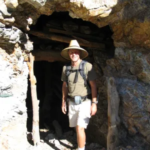 Dave Kershaw at the Giant Ledge Mine, Caruthers Canyon, New York Mtns 
