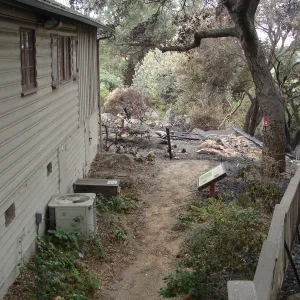 burned area adjacent to Cottage, Santa Barbara Botanic Garden, after the Jesusita Fire