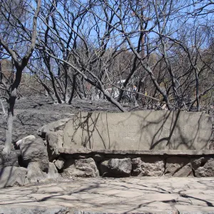 the Pritchett stone bench, after the Jesusita Fire