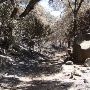 Lassiter Boulder, the Canyon Trail was closed due to a collapsed drainage pipe after the Jesusita Fire