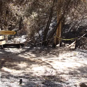 remains of the Campbell Bridge, after the Jesusita Fire