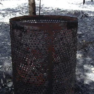 burned trash can along the Canyon Trail, after the Jesusita Fire
