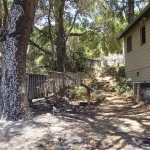 burned site of the Home Demonstration Deck, after the Jesusita Fire
