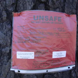 red tag at the Gane/Lotterhos site, after the Jesusita Fire