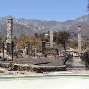 view from the Gane/Lotterhos site to the mountains, after the Jesusita Fire