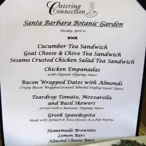 Volunteer Appreciation Lunch 2010, Menu