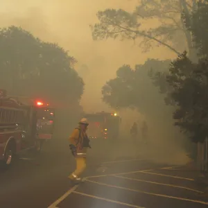 Firefighters at SBBG during the Jesusita Fire
