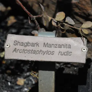 1x5 public information label, damaged signs and labels after the Jesusita Fire