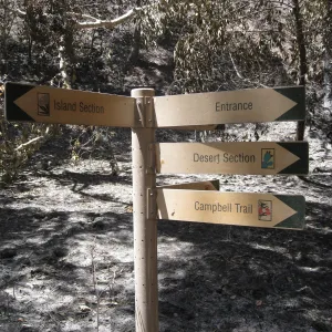 directional sign in the Canyon Section after the Jesusita Fire