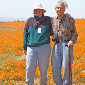 Nancy Vivrette and Bob Haller, field of poppies, Antelope Valley