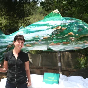 painted steelhead sculpture, SBBG Bio Blitz, 2007