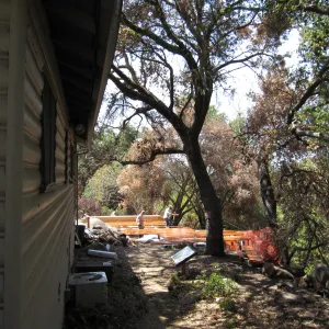 construction of new Home Demonstration Deck, after the Jesusita Fire