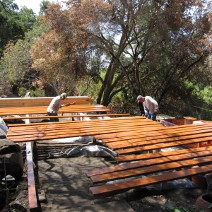 construction of new Home Demonstration Deck, after the Jesusita Fire
