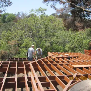 construction of new Home Demonstration Deck, after the Jesusita Fire