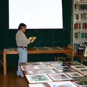SCAPE Art Exhibit, judging in the Blaksley Library
