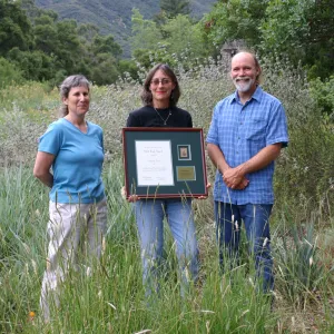 American Horticultural Society 2006 Book Award, presented to Carol Bornstein at SBBG, for California Native Plants for the Garden