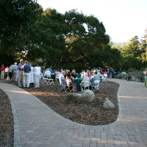 SBBG Garden Open House under the oaks, new pavered pathway along the edge of the Meadow