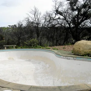 Swimming pool at Gane house site post fire