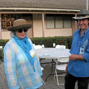 Mediterranean Skys Symposium Garden tour. Linda Bizzelle, Bruce Reed