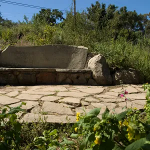 stone Pritchett Bench on the Pritcehtt Trail, SBBG 2 years after the Jesusita Fire