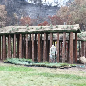 SBBG Fire Walk in the Garden, one month after Jesusita Fire, Herb Parker sculpture