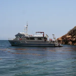 Channel Islands National Marine Sanctuary boat, conducting marine research, TEAWET, Santa Cruz Island field trip, 2009