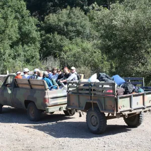 TEAWET, Santa Cruz Island field trip, 2009, truck and trailer transport