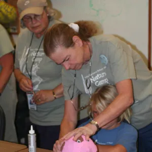 pink pig paper mache, SBBG Summer Nature Camp, 2006