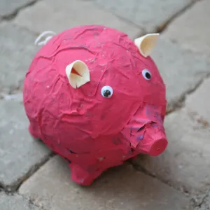 pink pig paper mache, SBBG Summer Nature Camp, 2006