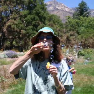 blowing bubbles in the MEadowSBBG Summer Nature Camp, 2009
