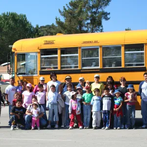 group photo, by bus, Lake Casitas, SBBG education tours, 2005-2006