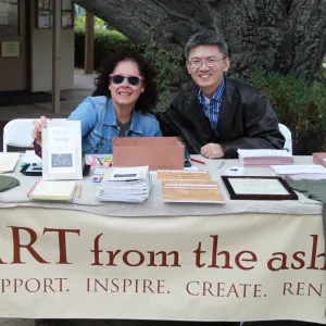 Reception table, Art from the Ashes event, SBBG