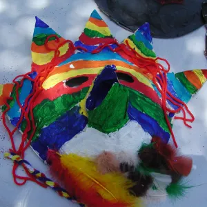 painted animal masks, SBBG Summer Nature Camp, 2002