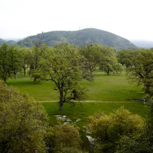 oak woodland, view from top of Wagon Caves rock shelter, Fort Hunter Liggett, SBBG Research and Conservation staff field trip, 2006