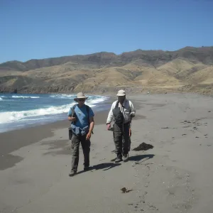 Christy Beach, Steve Junak and Chuck Rennie, SBBG Field Trip to Santa Cruz Island, 2011
