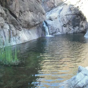 La Cascada pool and waterfall, Central Valley, SBBG Field Trip to Santa Cruz Island, 2011