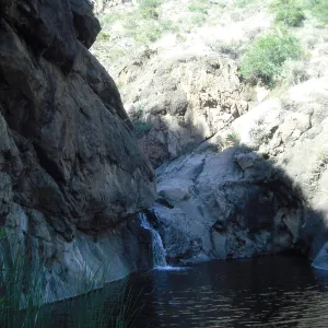 La Cascada pool and waterfall, Central Valley, SBBG Field Trip to Santa Cruz Island, 2011