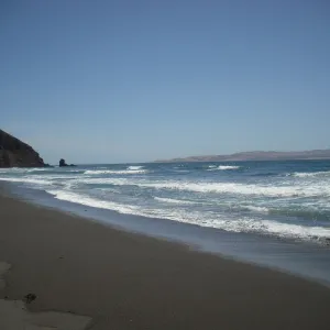 Christy Beach on west end of island with view to Santa Rosa Island, SBBG Field Trip to Santa Cruz Island, 2011