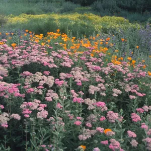 Achillea cv. Island Pink, SBBG Meadow, wildflower display