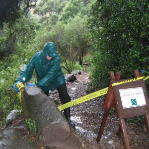 trail closure, rain storm, Heather Wehnau