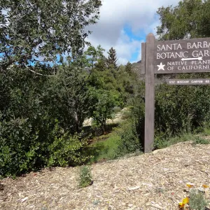 sign at front entrance, Santa Barbara Botanic Garden