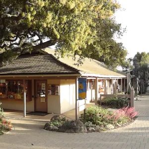 SBBG Entrance, Garden Gift Shop, North Wing, wide panorama